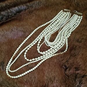 Vintage Multi-Strand Faux Pearl Necklace